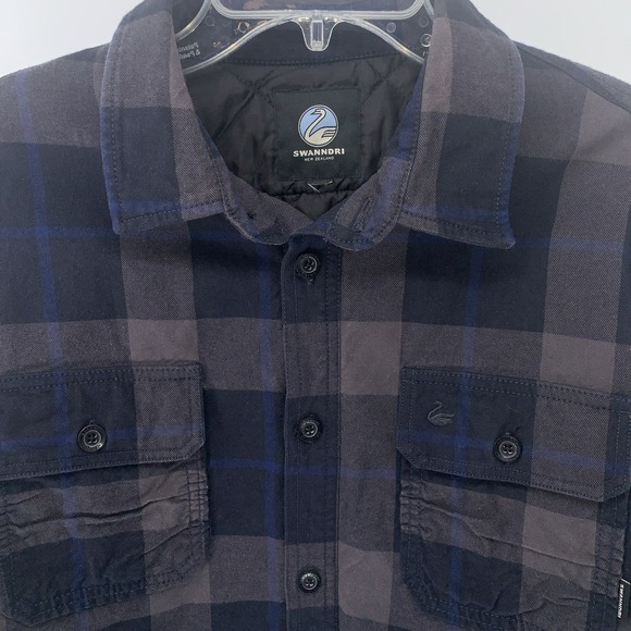 Swanndri Other - Swanndri Plaid Button Quilted Shacket Mens Large Gray Black Blue New Zealand
